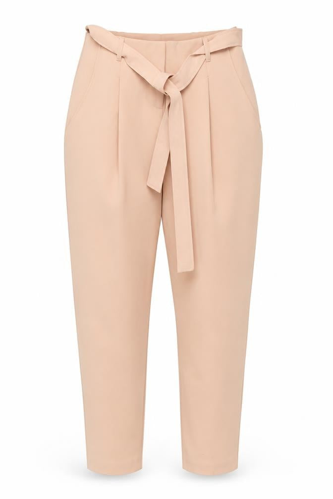 New Look Women’s Beige Paperbag High Waist Tapered Trousers Size 8