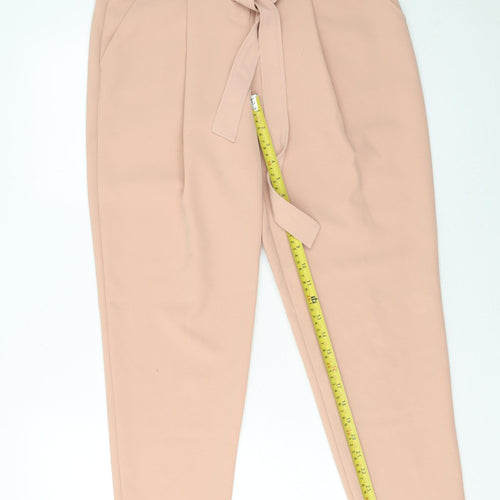 New Look Women’s Beige Paperbag High Waist Tapered Trousers Size 8