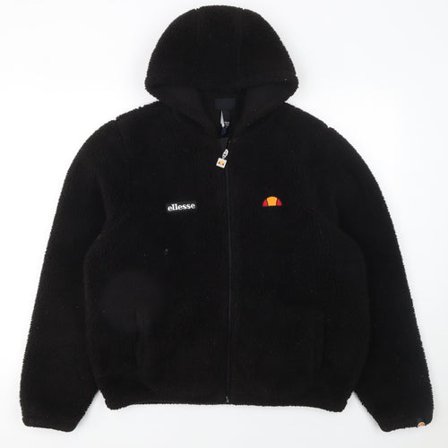 Ellesse Boys Black Fleece Hooded Full Zip Winter Jacket 13-14 Years