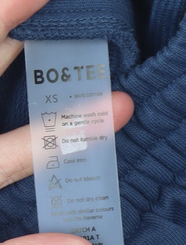 BO&TEE Womens Blue XS Cotton Sweatpants with Logo