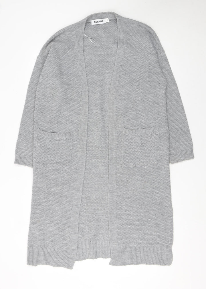 Gerard Womens Grey Long Knit Open Cardigan Size M