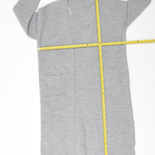 Gerard Womens Grey Long Knit Open Cardigan Size M
