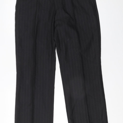 Remus Uomo Men's Black Pinstripe Dress Trousers Size 38 Regular Fit