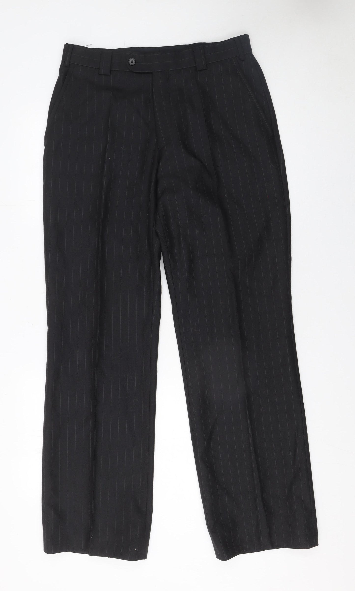 Remus Uomo Men's Black Pinstripe Dress Trousers Size 38 Regular Fit