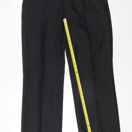 Remus Uomo Men's Black Pinstripe Dress Trousers Size 38 Regular Fit