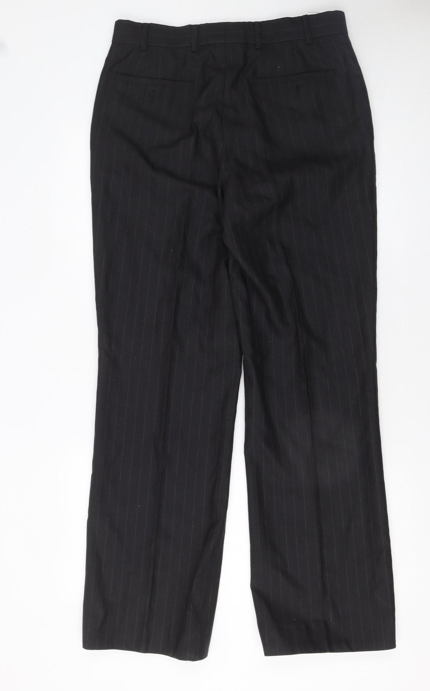 Remus Uomo Men's Black Pinstripe Dress Trousers Size 38 Regular Fit
