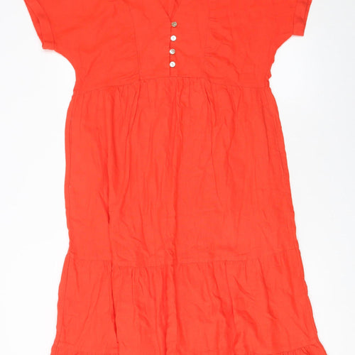 Dunnes Stores Women’s Orange Linen Blend Midi A-Line Dress Size S