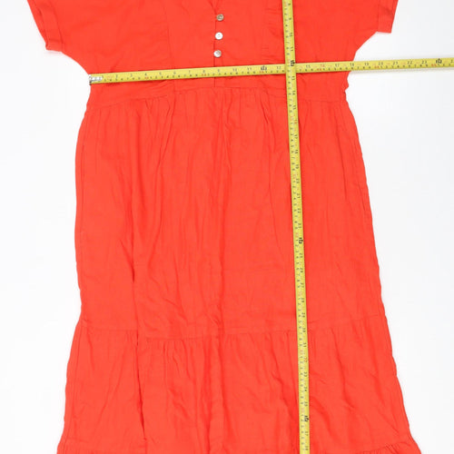 Dunnes Stores Women’s Orange Linen Blend Midi A-Line Dress Size S