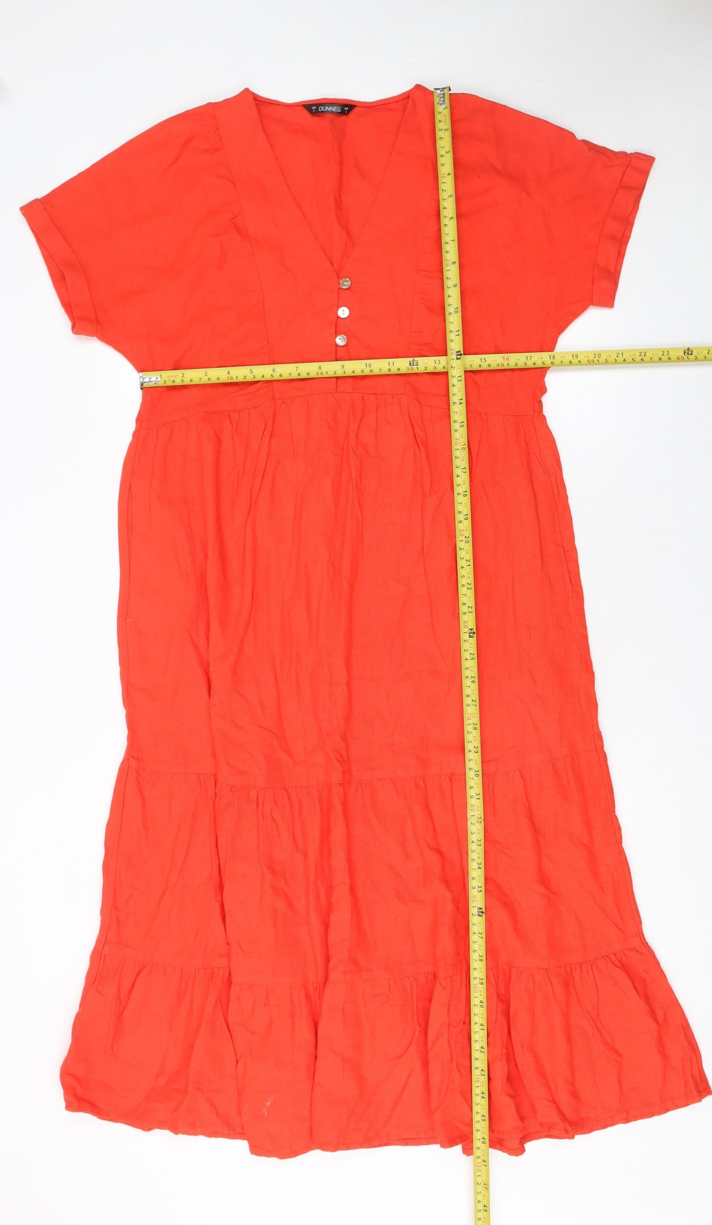 Dunnes Stores Women’s Orange Linen Blend Midi A-Line Dress Size S