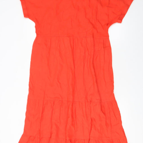 Dunnes Stores Women’s Orange Linen Blend Midi A-Line Dress Size S