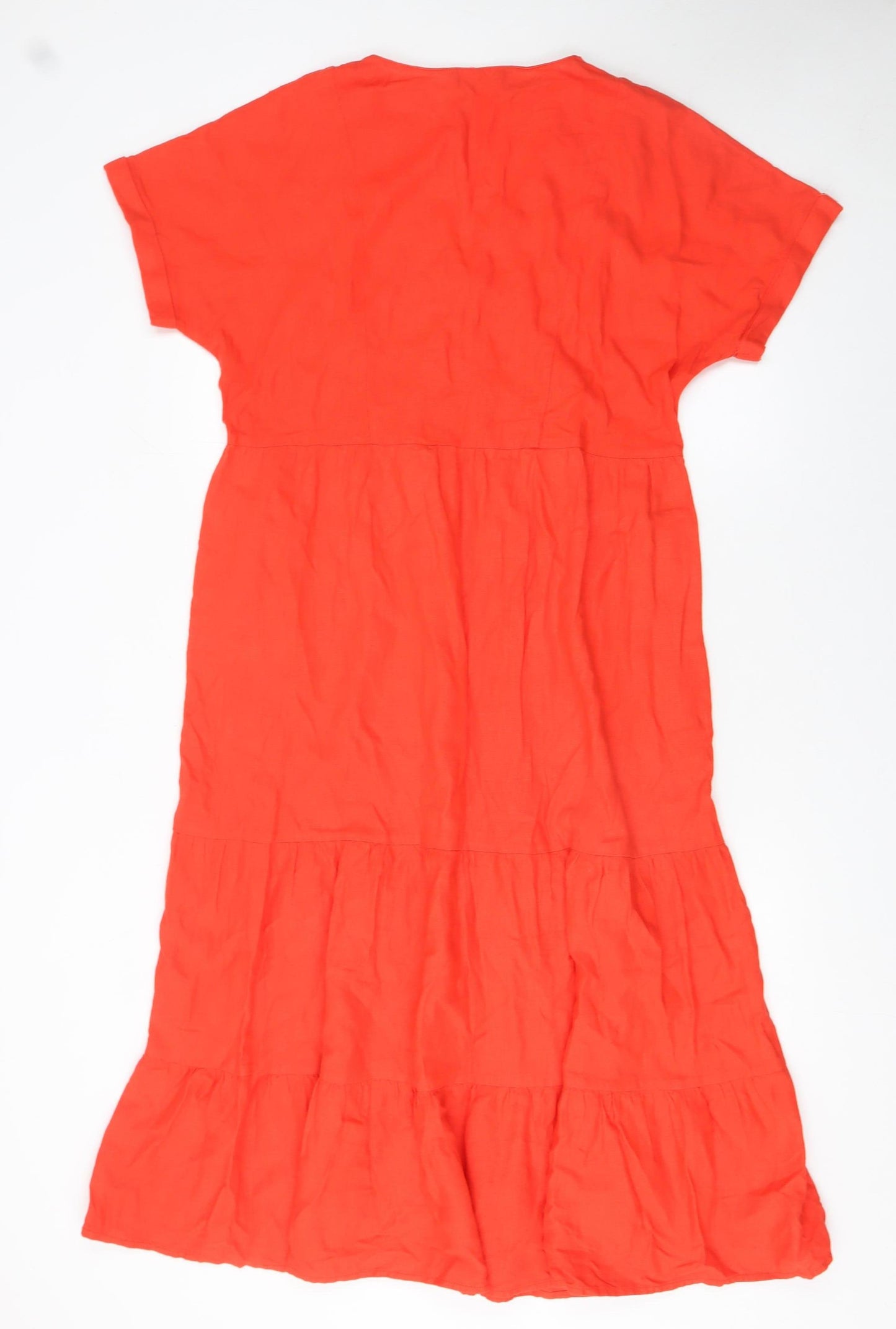Dunnes Stores Women’s Orange Linen Blend Midi A-Line Dress Size S