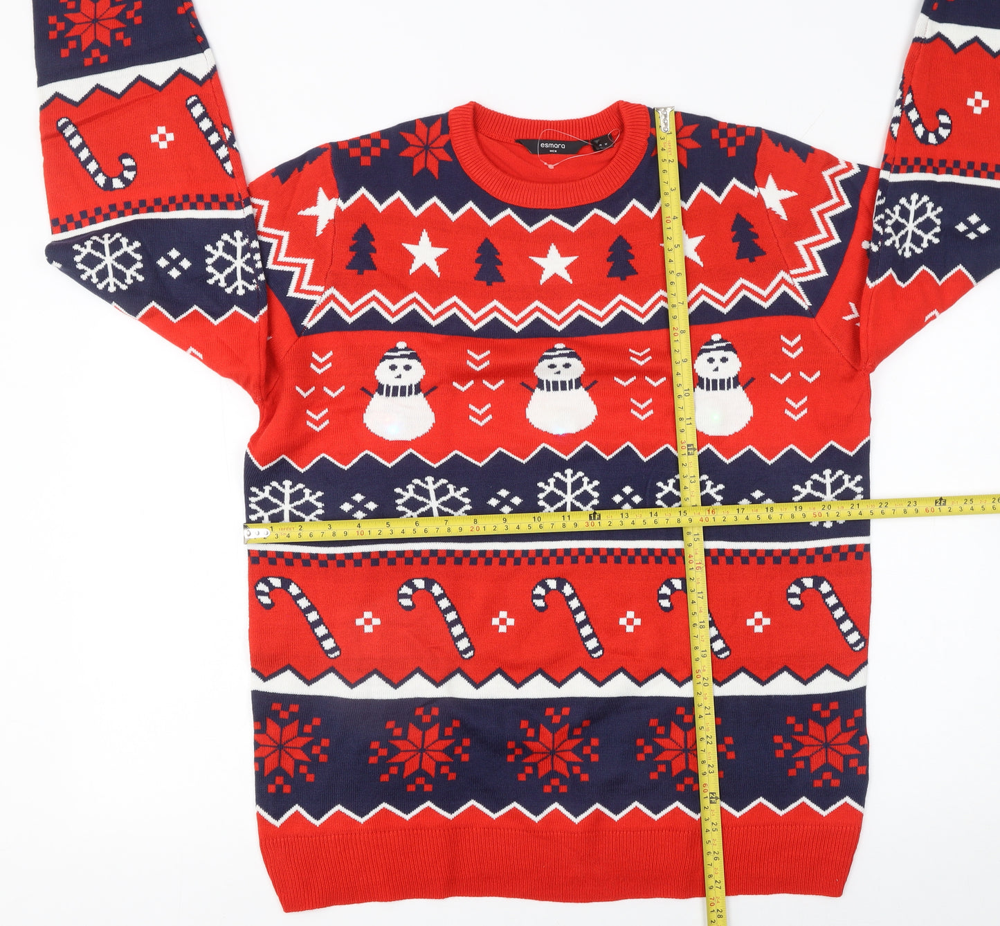 Esmara Men Red Christmas Knit Jumper Snowman Pattern Size M