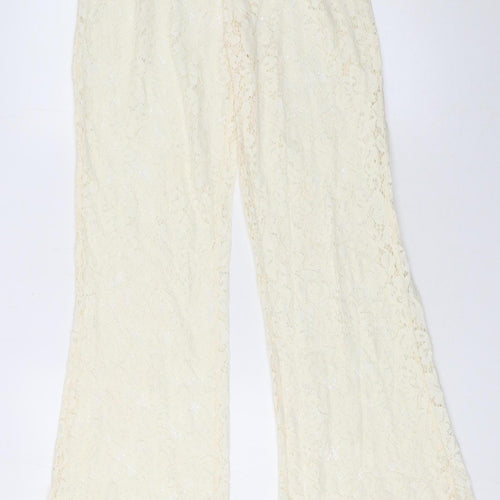 PrettyLittleThing Women Ivory Lace Flared Trousers Size 8