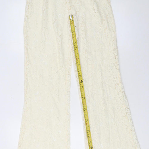 PrettyLittleThing Women Ivory Lace Flared Trousers Size 8