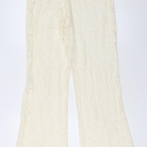 PrettyLittleThing Women Ivory Lace Flared Trousers Size 8