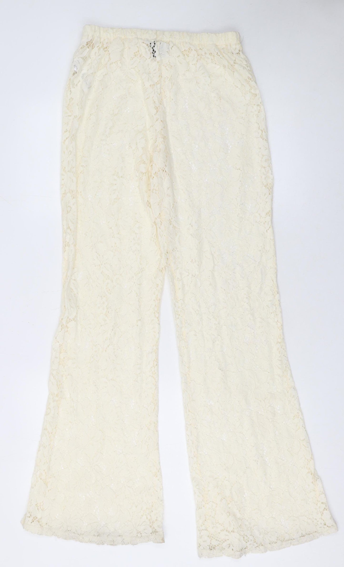 PrettyLittleThing Women Ivory Lace Flared Trousers Size 8