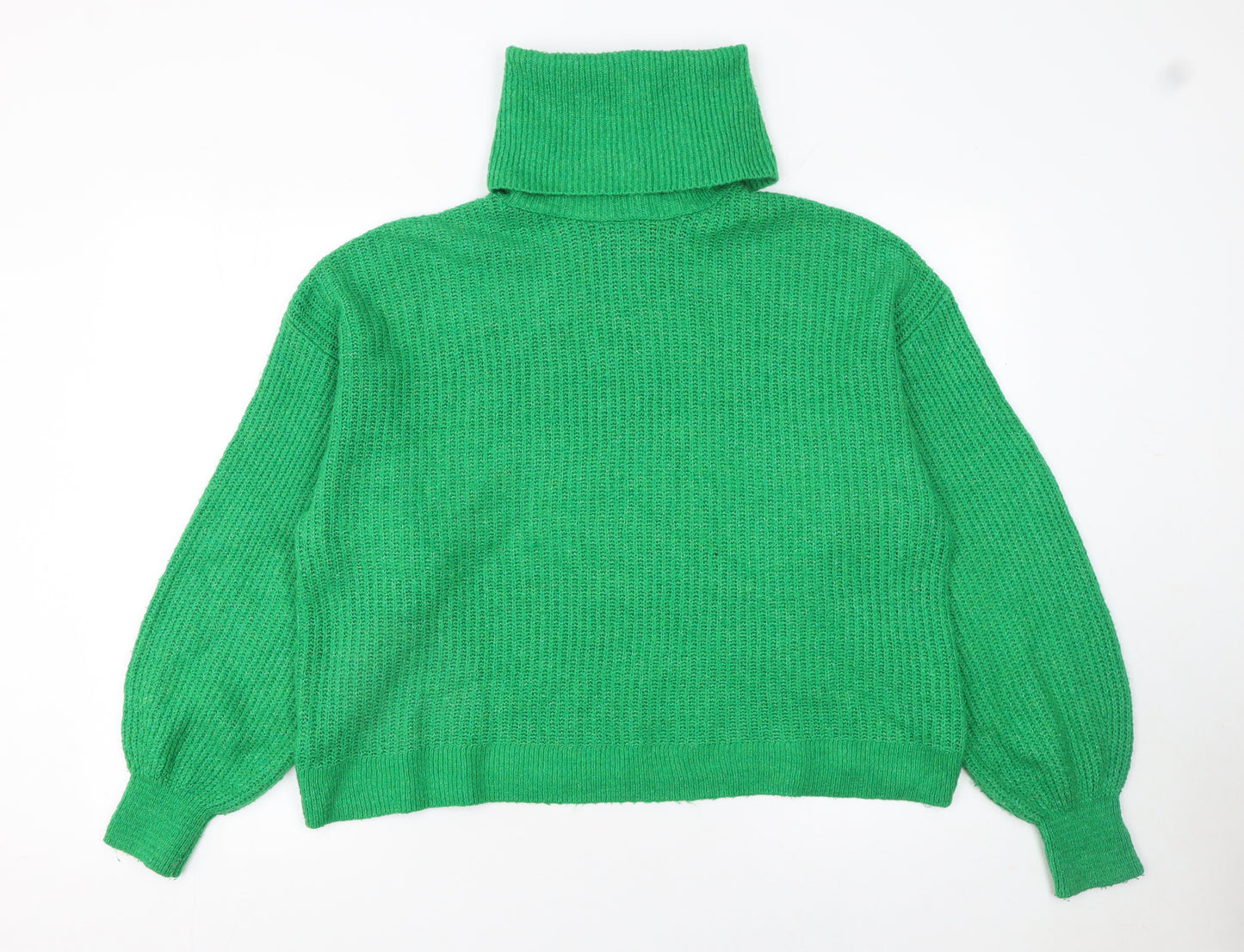 Stradivarius Womens Green Roll Neck Chunky Knit Jumper Size M
