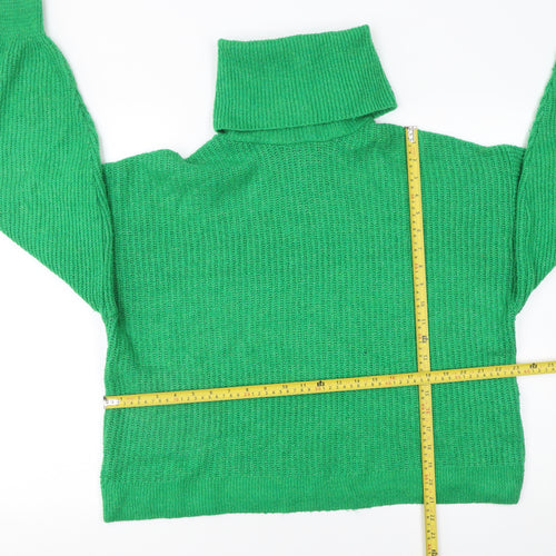 Stradivarius Womens Green Roll Neck Chunky Knit Jumper Size M