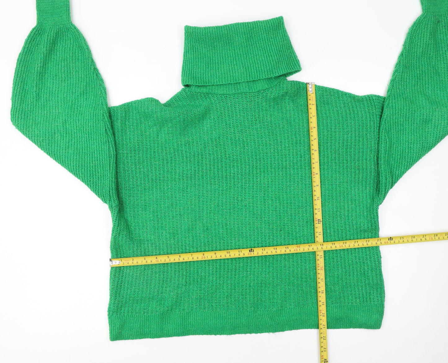 Stradivarius Womens Green Roll Neck Chunky Knit Jumper Size M