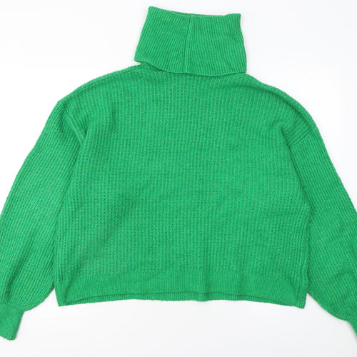 Stradivarius Womens Green Roll Neck Chunky Knit Jumper Size M