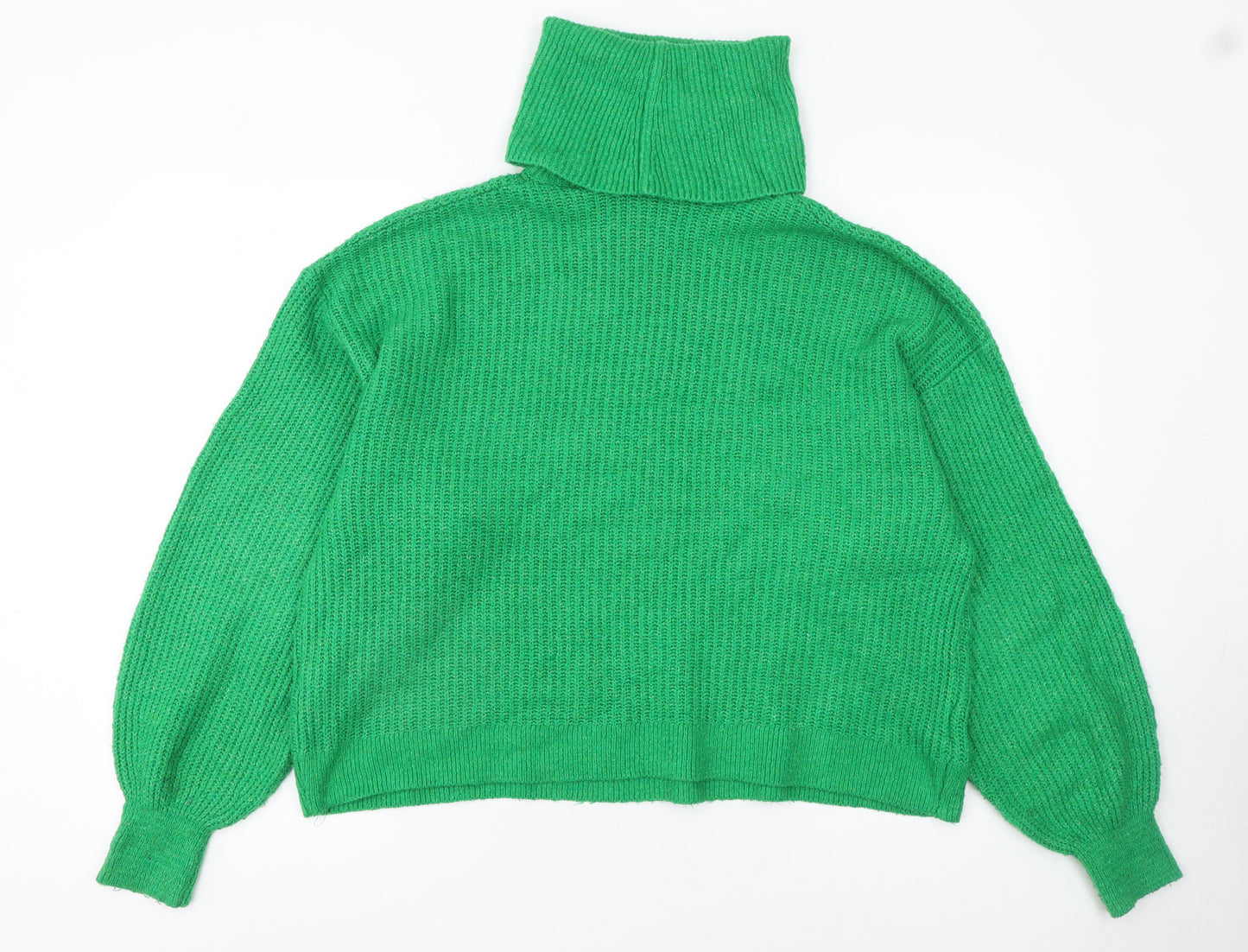 Stradivarius Womens Green Roll Neck Chunky Knit Jumper Size M