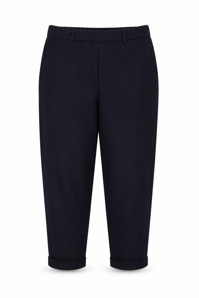 Savida Women’s Navy Cropped Tapered Trousers Size 12