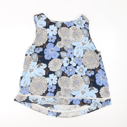 Grace & Mila Women's Blue Floral Sleeveless Camisole Top L