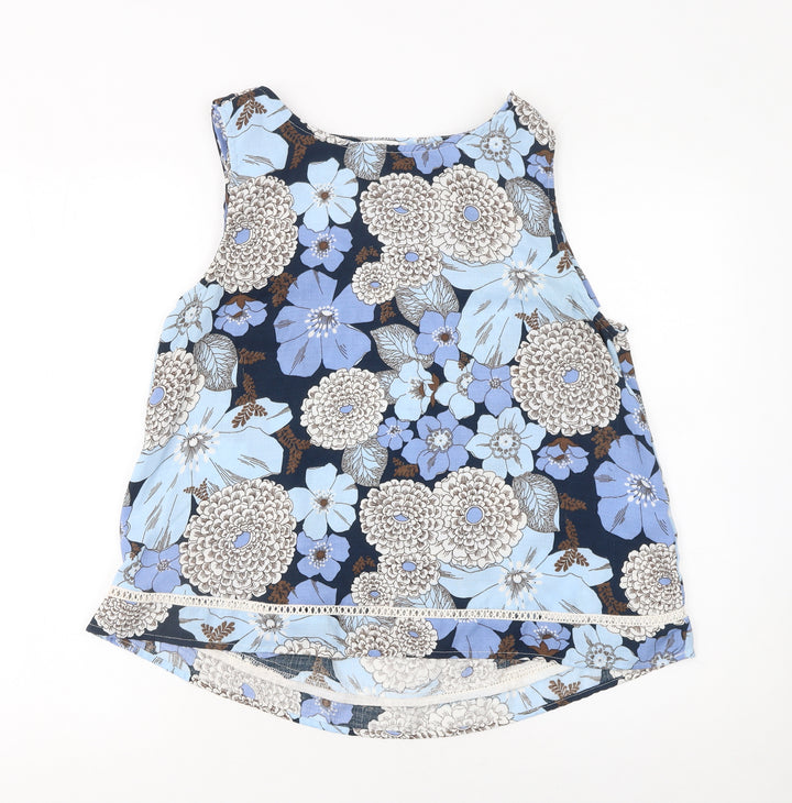 Grace & Mila Women's Blue Floral Sleeveless Camisole Top L