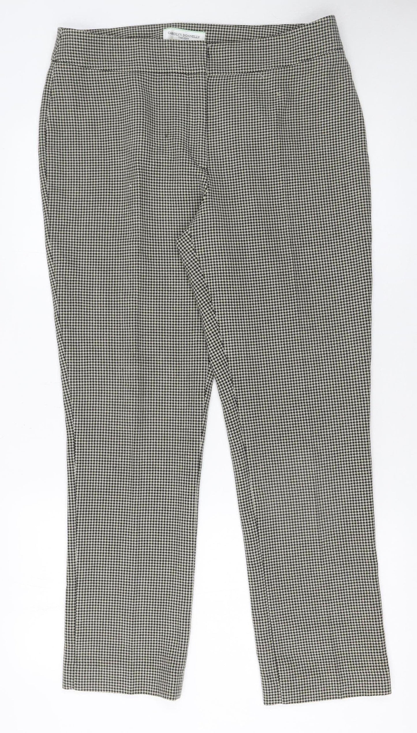 Carolyn Donnelly Women’s Black Houndstooth Slim Fit Stretch Trousers UK 12