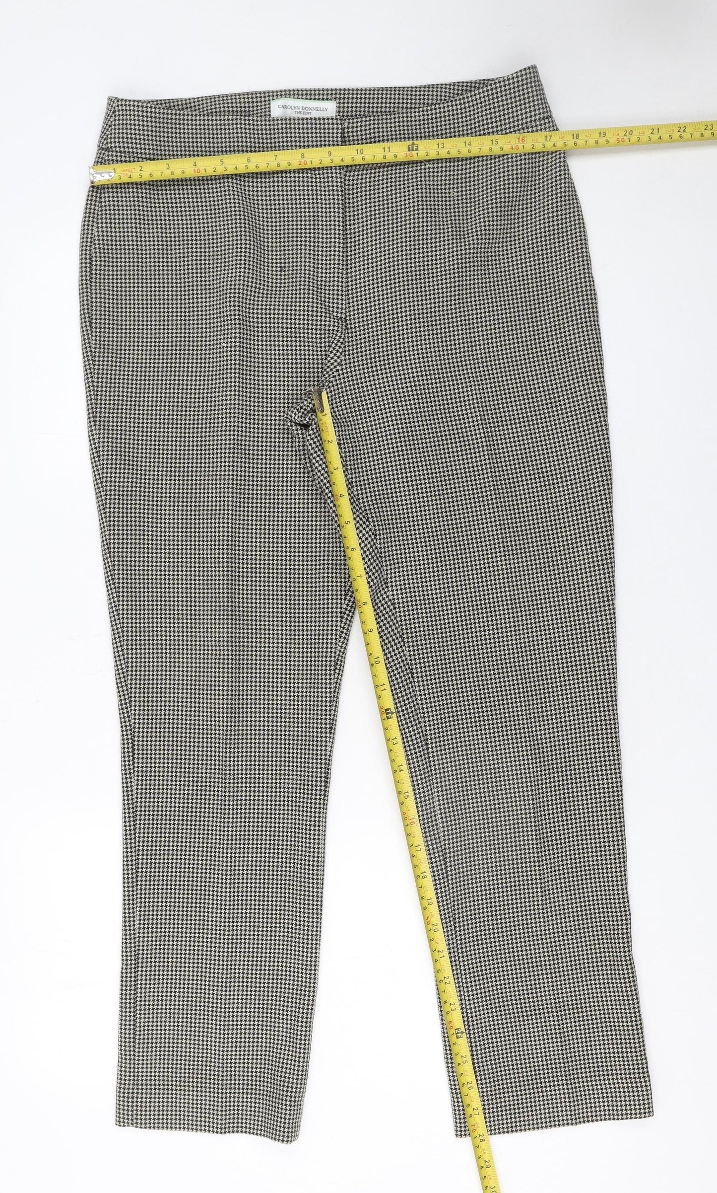 Carolyn Donnelly Women’s Black Houndstooth Slim Fit Stretch Trousers UK 12