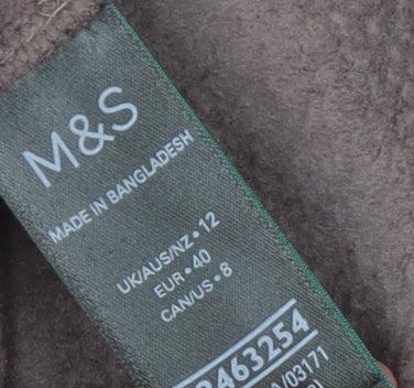Marks and Spencer Women Brown Size 12 Drawstring Cowl Neck Sweatshirt