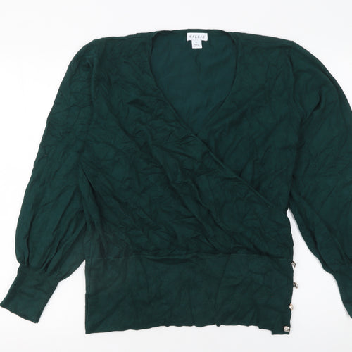 Wallis Women’s Green Wrap Knit Jumper XL Long Sleeve V-Neck