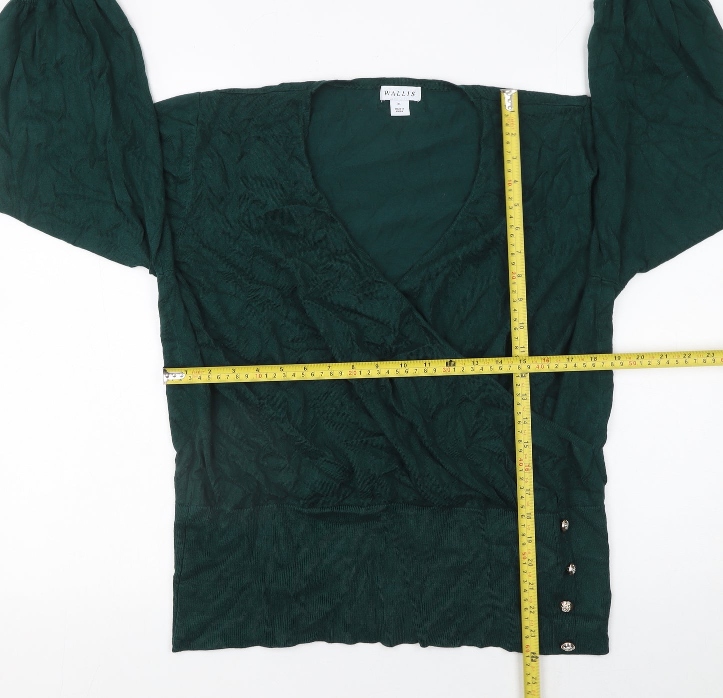 Wallis Women’s Green Wrap Knit Jumper XL Long Sleeve V-Neck
