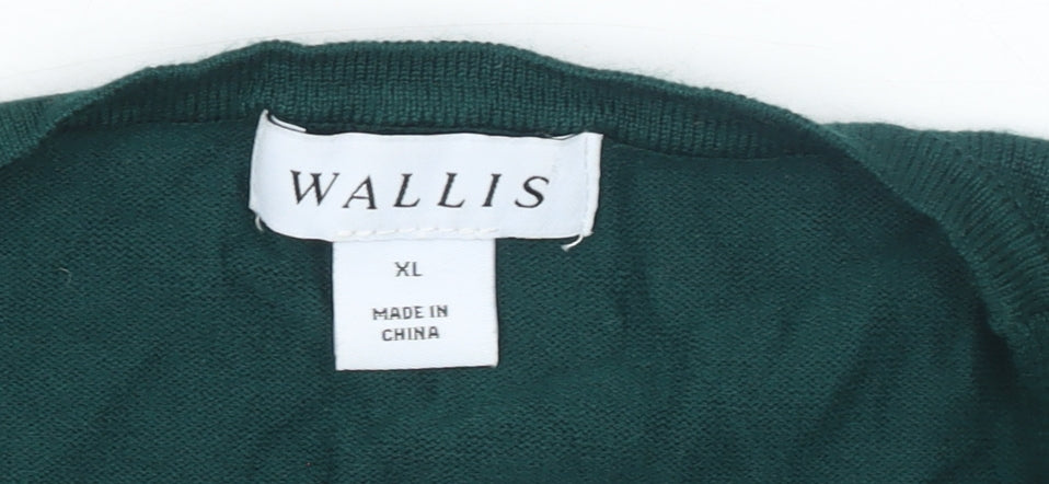 Wallis Women’s Green Wrap Knit Jumper XL Long Sleeve V-Neck