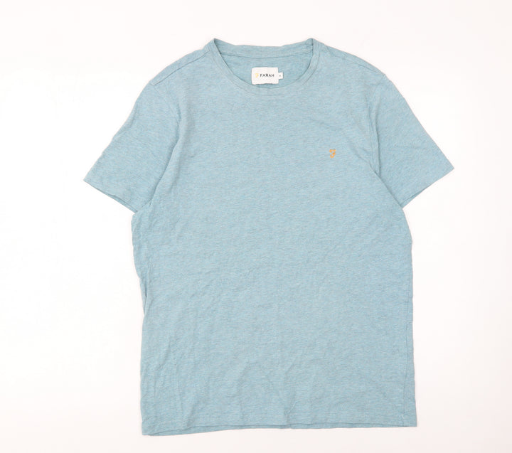 Farah Men's Blue Cotton Crew Neck Short Sleeve T-Shirt M