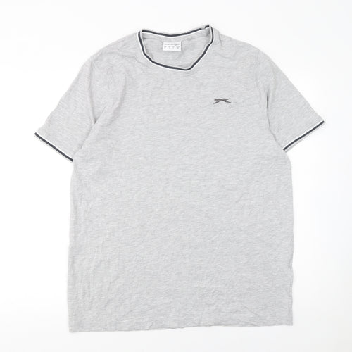 Slazenger Men's Grey Crew Neck Short Sleeve Cotton T-Shirt Size L
