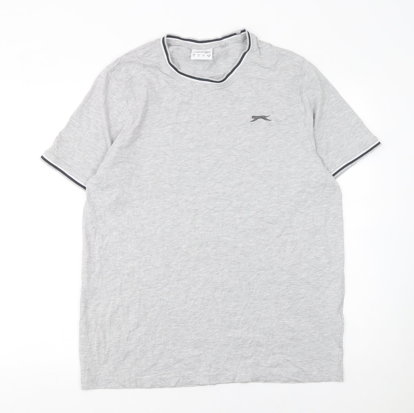 Slazenger Men's Grey Crew Neck Short Sleeve Cotton T-Shirt Size L