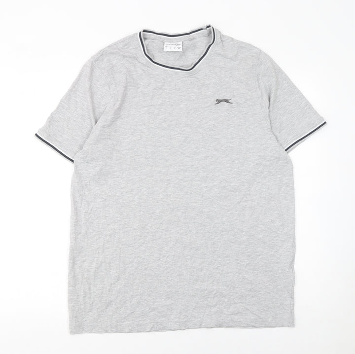 Slazenger Men's Grey Crew Neck Short Sleeve Cotton T-Shirt Size L