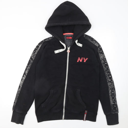 Superdry NY Black Full Zip Hoodie Womens XL Casual Hooded Sweatshirt