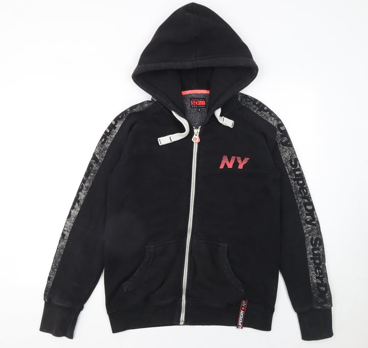 Superdry NY Black Full Zip Hoodie Womens XL Casual Hooded Sweatshirt