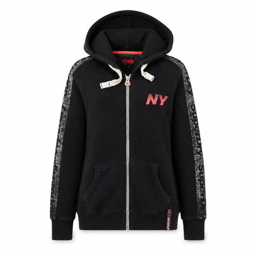 Superdry NY Black Full Zip Hoodie Womens XL Casual Hooded Sweatshirt
