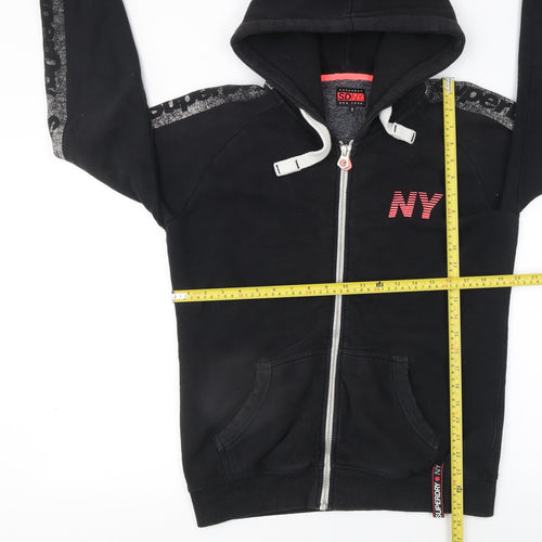 Superdry NY Black Full Zip Hoodie Womens XL Casual Hooded Sweatshirt