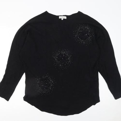 Paramour Women's Black Beaded Pullover Jumper M Long Sleeve Knit