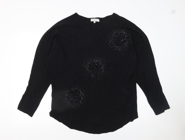 Paramour Women's Black Beaded Pullover Jumper M Long Sleeve Knit