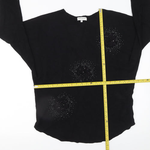 Paramour Women's Black Beaded Pullover Jumper M Long Sleeve Knit