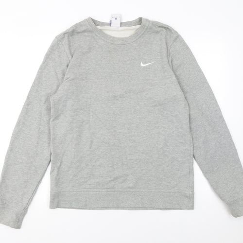 Nike Men's Grey Pullover Sweatshirt M Crew Neck Jersey Cotton