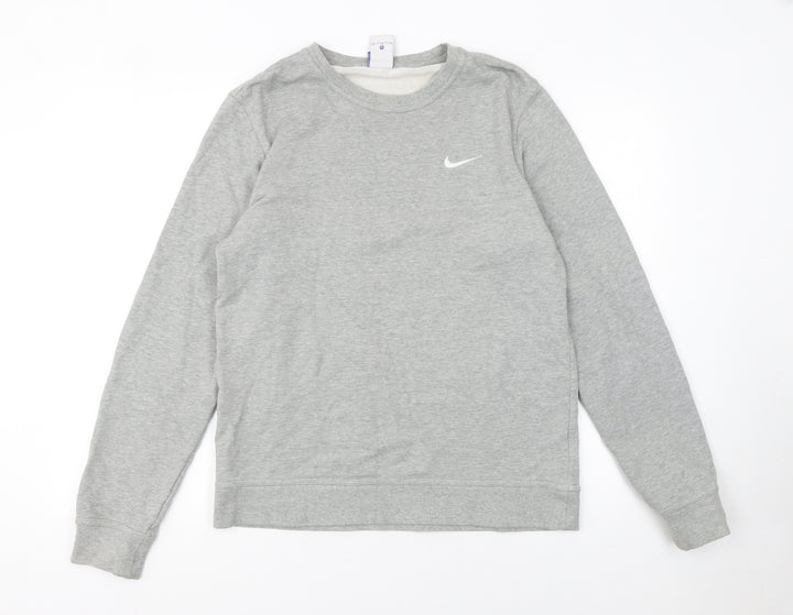 Nike Men's Grey Pullover Sweatshirt M Crew Neck Jersey Cotton
