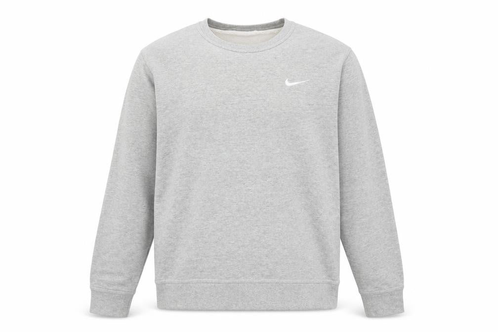 Front view of Nike Men's Grey Pullover Sweatshirt M Crew Neck Jersey Cotton