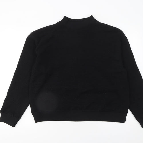 Zara Women Black Knit Pullover Sweatshirt Size S High Neck Basic