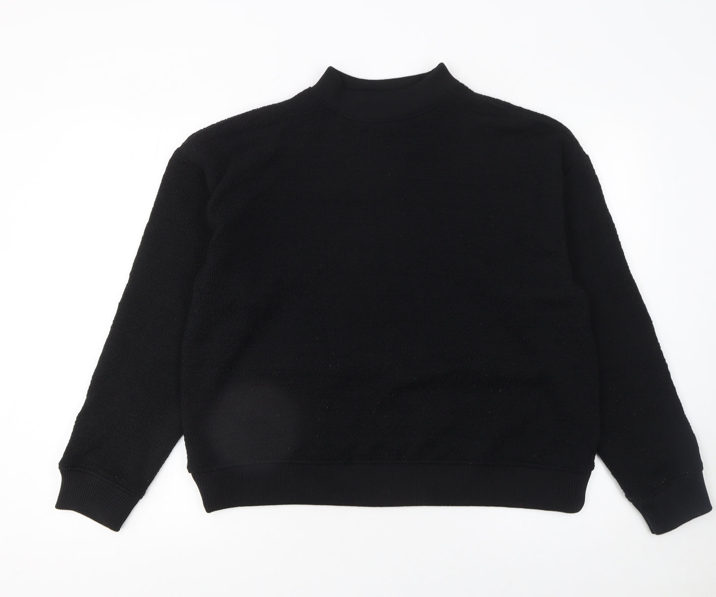 Zara Women Black Knit Pullover Sweatshirt Size S High Neck Basic